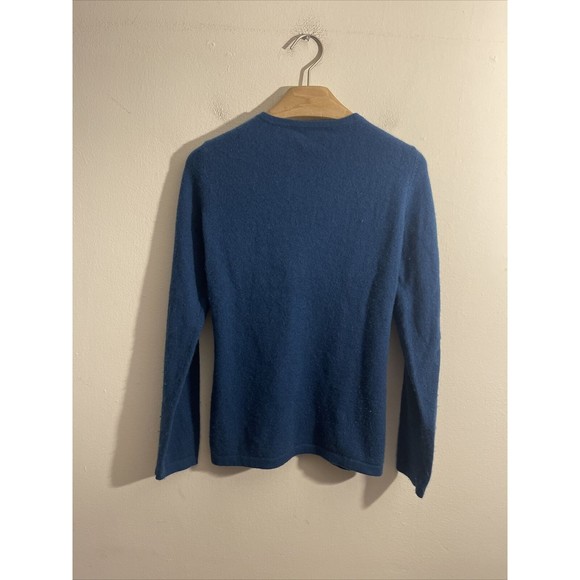 Only Mine Women's Cashmere 2 Ply Sweater Blue Neck Pullover Button Small - Picture 4 of 7